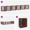 Foldable Dog Gate with Door - 12 Panels, 600 cm Brown Wood