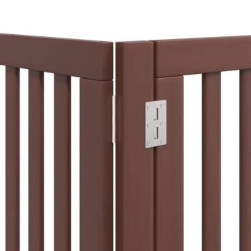 Foldable Dog Gate with Door - 12 Panels, 600 cm Brown Wood