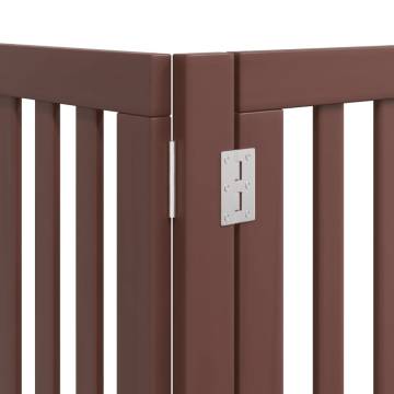 Foldable Dog Gate with Door - 9 Panels Brown 450 cm