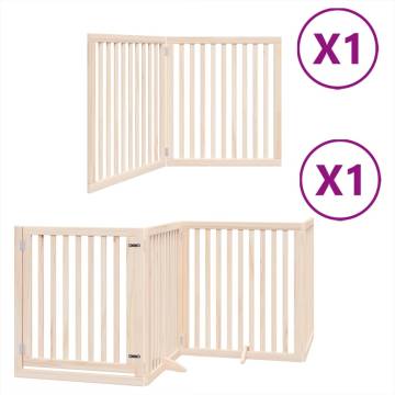 Foldable Dog Gate with Door - 6 Panels 480 cm Poplar Wood