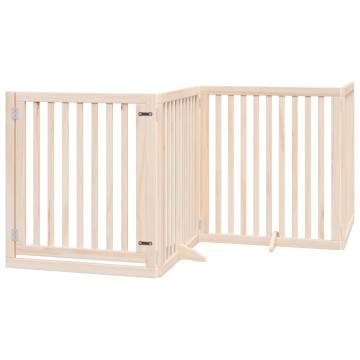 Foldable Dog Gate with Door - 6 Panels 480 cm Poplar Wood