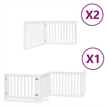 Foldable 8-Panel Dog Gate with Door - 640 cm Poplar Wood