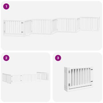 Foldable 8-Panel Dog Gate with Door - 640 cm Poplar Wood