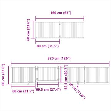 Foldable 8-Panel Dog Gate with Door - 640 cm Poplar Wood