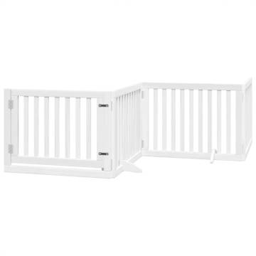 Dog Gate with Door - Foldable 12 Panels White - 960 cm