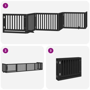 Dog Gate with Door - Foldable 6 Panels, 480 cm - Black