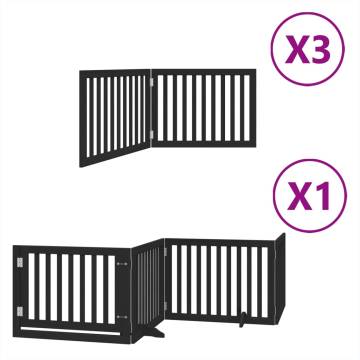 Dog Gate with Door - 10 Panels Black Poplar Wood | Hipomarket