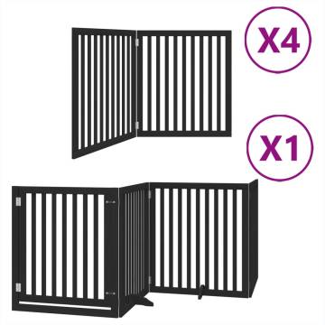 Foldable Dog Gate with Door - 12 Panels, 960 cm Poplar Wood