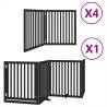 Foldable Dog Gate with Door - 12 Panels, 960 cm Poplar Wood