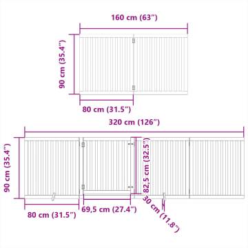 Foldable Dog Gate with Door - 12 Panels, 960 cm Poplar Wood