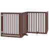 Foldable Dog Gate with Door - 800 cm Brown Poplar Wood