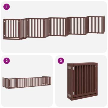 Foldable Dog Gate with Door - 800 cm Brown Poplar Wood