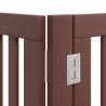 Foldable Dog Gate with Door - 800 cm Brown Poplar Wood