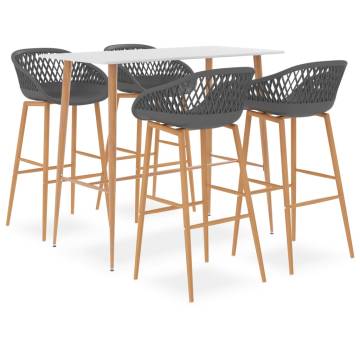 5 Piece Bar Set - Modern White & Grey Design for Any Space