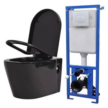 Wall Hung Toilet with Concealed Cistern - Black Ceramic