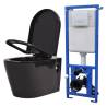 Wall Hung Toilet with Concealed Cistern Ceramic Black Colour black 