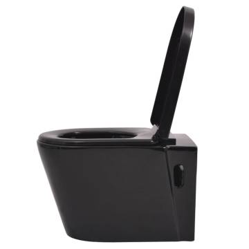 Wall Hung Toilet with Concealed Cistern - Black Ceramic