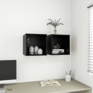 Stylish Black Wall Cabinets - 2 pcs - 37x37x37 cm