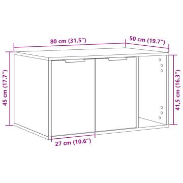 Stylish Cat Litter Box Enclosure in Old Wood - 80x50x45 cm