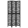 Stylish 3 Panels Black Solid Wood Room Divider - Hipomarket