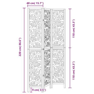 Stylish 3 Panels Black Solid Wood Room Divider - Hipomarket