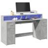  Desk with LED Lights Concrete Grey 160x55x91 cm Engineered Wood Colour concrete grey Size 160 x 55 x 91 cm 