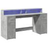 Desk with LED Lights - Concrete Grey 160x55x91 cm