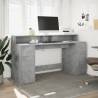 Desk with LED Lights - Concrete Grey 160x55x91 cm