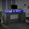 Desk with LED Lights - Concrete Grey 160x55x91 cm