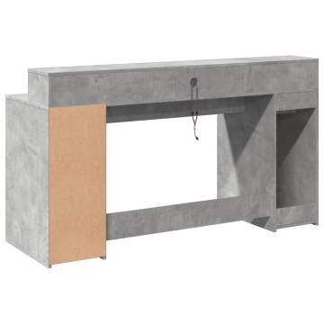 Desk with LED Lights - Concrete Grey 160x55x91 cm