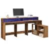  Desk with LED Lights Old Wood 200x104x91 cm Engineered Wood Colour old wood 