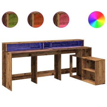 Desk with LED Lights - Old Wood 200x104 cm | HipoMarket