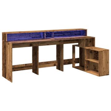 Desk with LED Lights - Old Wood 200x104 cm | HipoMarket