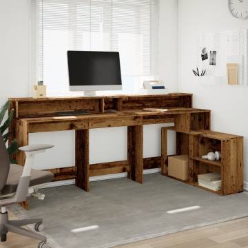 Desk with LED Lights - Old Wood 200x104 cm | HipoMarket