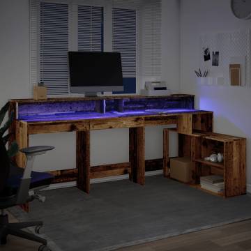 Desk with LED Lights - Old Wood 200x104 cm | HipoMarket