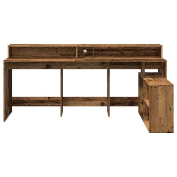 Desk with LED Lights - Old Wood 200x104 cm | HipoMarket