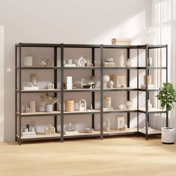 5-Layer Shelves - Anthracite Steel & Engineered Wood | Hipomarket