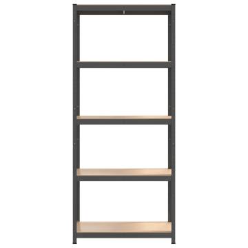 5-Layer Shelves - Anthracite Steel & Engineered Wood | Hipomarket