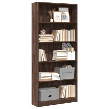 Brown Oak Bookcase 80x24x176 cm - Stylish Storage Solution