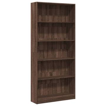 Brown Oak Bookcase 80x24x176 cm - Stylish Storage Solution