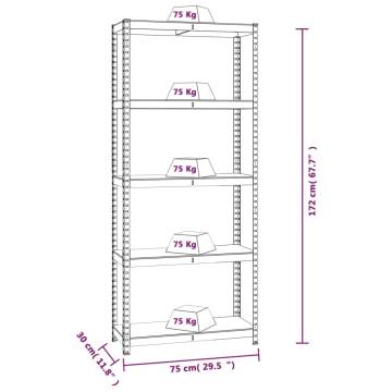 5-Layer Shelves - Anthracite Steel & Engineered Wood | Hipomarket