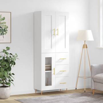 Stylish Highboard White - 69.5x34x180 cm | Hipomarket