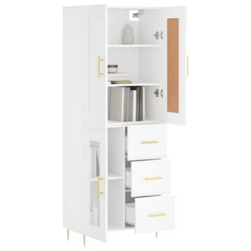 Stylish Highboard White - 69.5x34x180 cm | Hipomarket