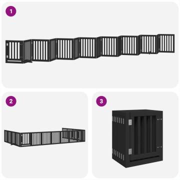 Foldable Dog Gate with Door - 15 Panels, 750 cm, Black