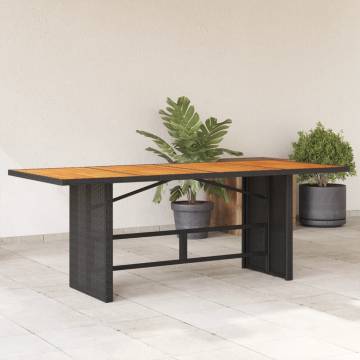 Garden Table with Acacia Wood Top - Black 190x80 cm