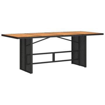 Garden Table with Acacia Wood Top - Black 190x80 cm