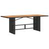 Garden Table with Acacia Wood Top - Black 190x80 cm