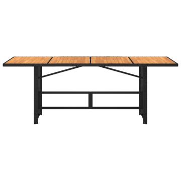 Garden Table with Acacia Wood Top - Black 190x80 cm