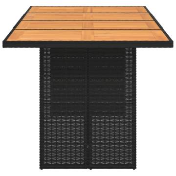 Garden Table with Acacia Wood Top - Black 190x80 cm