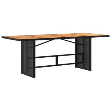 Garden Table with Acacia Wood Top - Black 190x80 cm